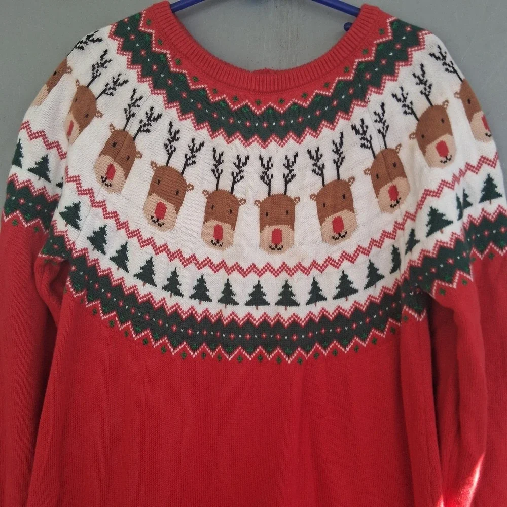 Gymboree Fair Isle Knit Reindeer Christmas Dress 8 VGUC